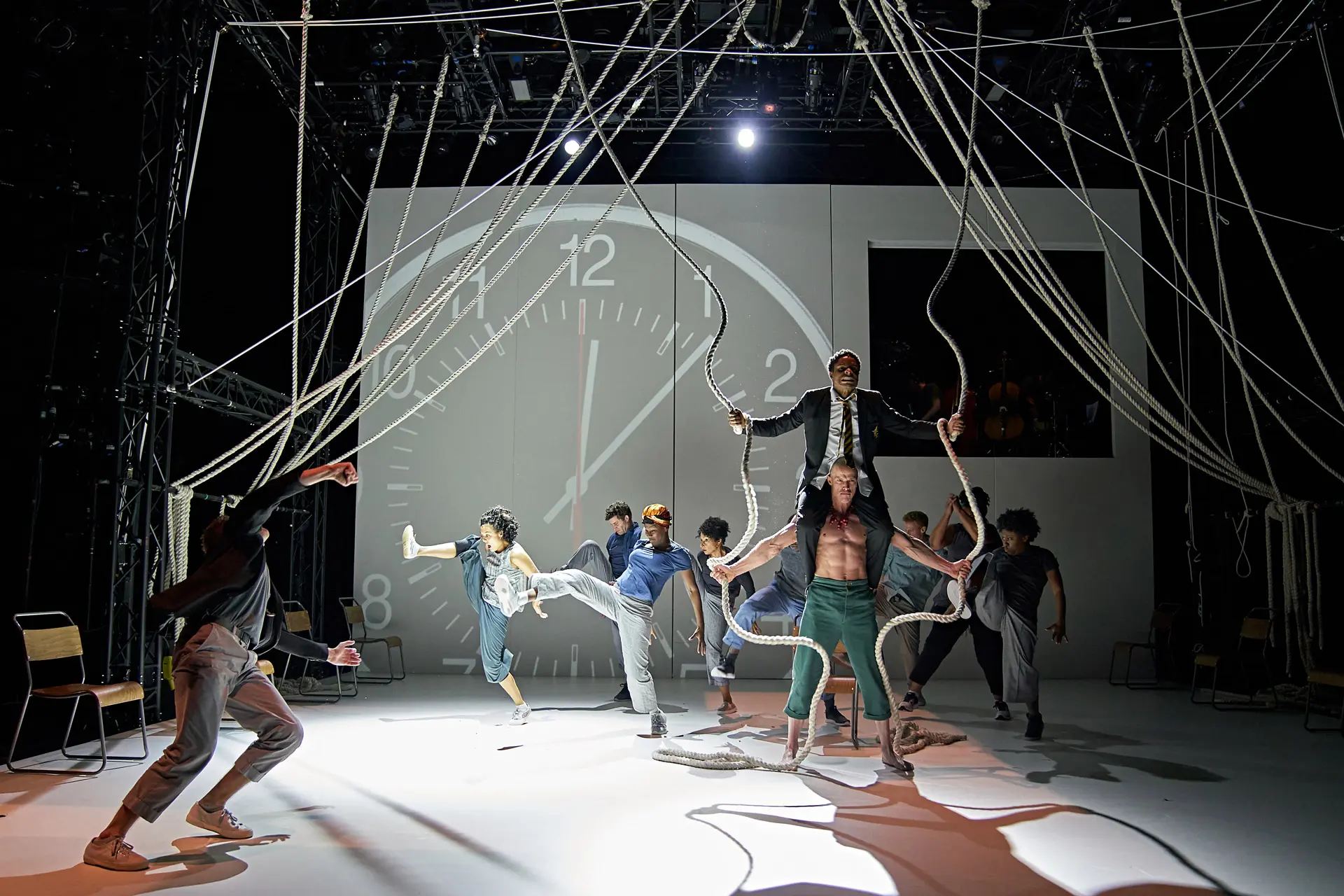 Cast of A Monster Calls play performing on stage