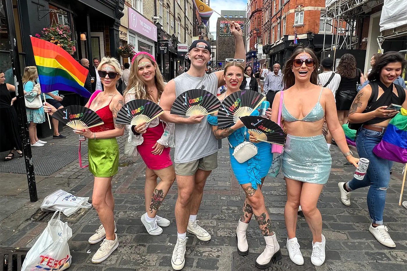Cast and crew attending a pride parade