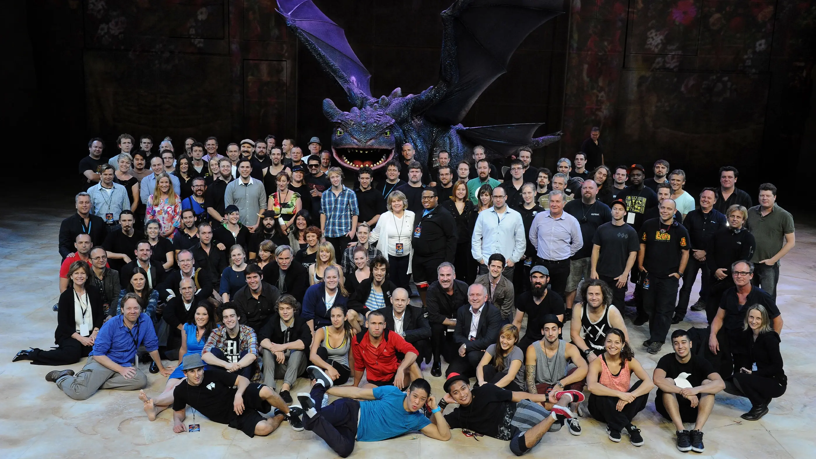 Cast and crew including Toothless
