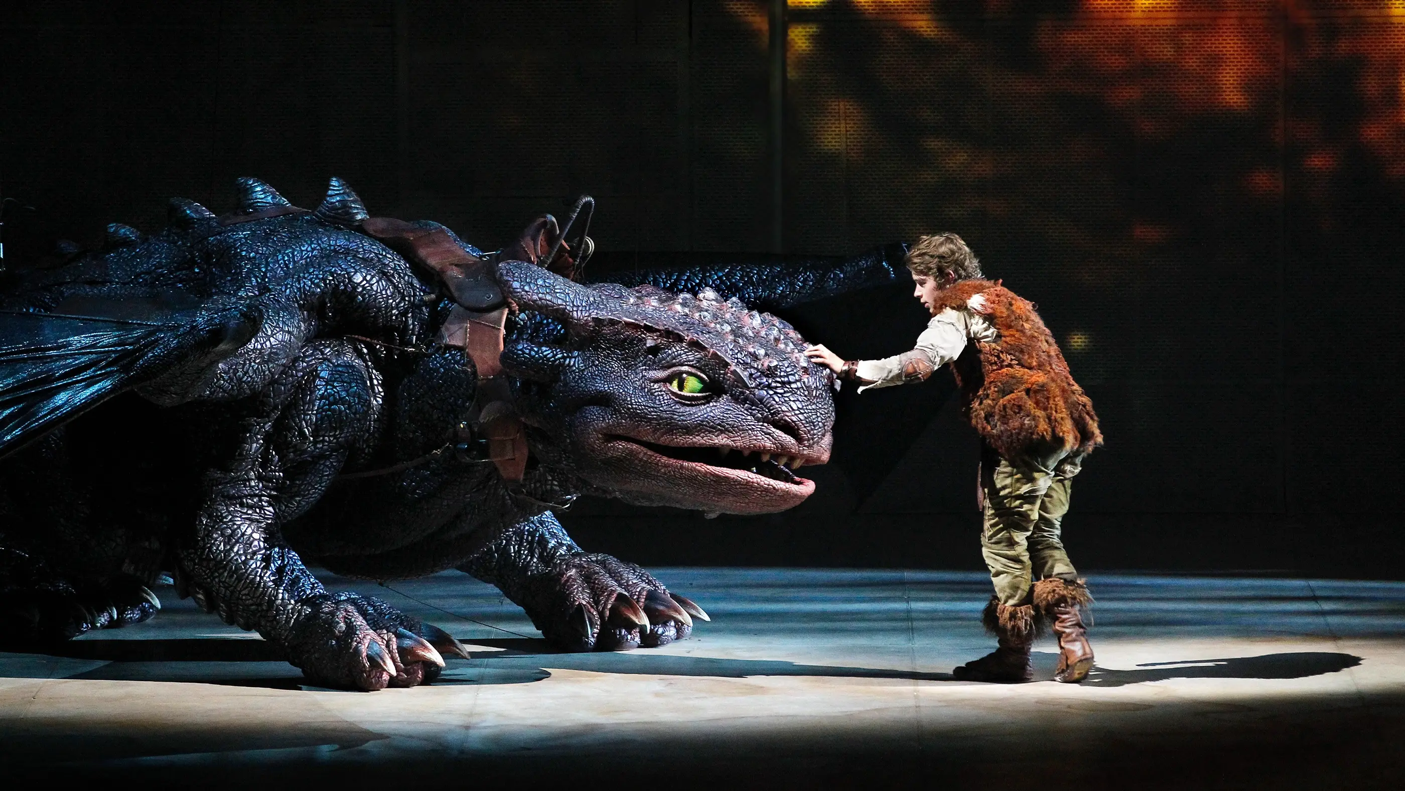 Hiccup patting Toothless