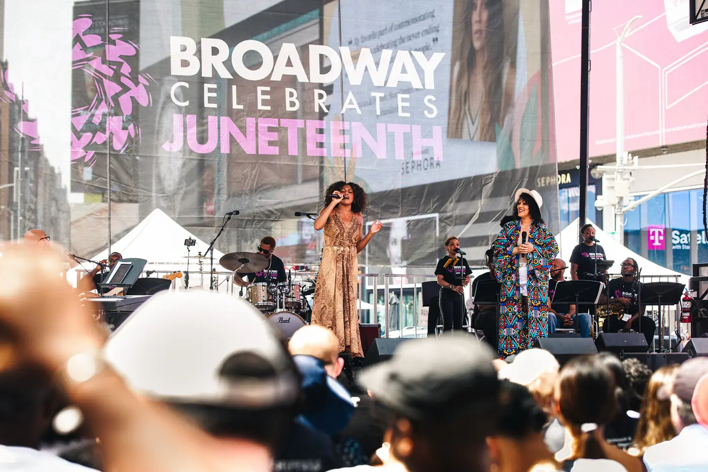 Moulin Rouge! The Musical cast members Donnie Hammond and Rayven Bailey performing at the 'Broadway Celebrates Juneteenth' concert.