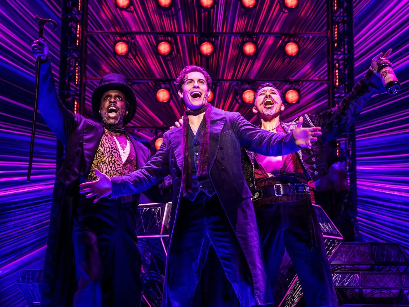 Scene from Moulin Rouge! The Musical (Broadway cast) where Christian, Toulouse-Lautrec, and Santiago enter the club for the first time.