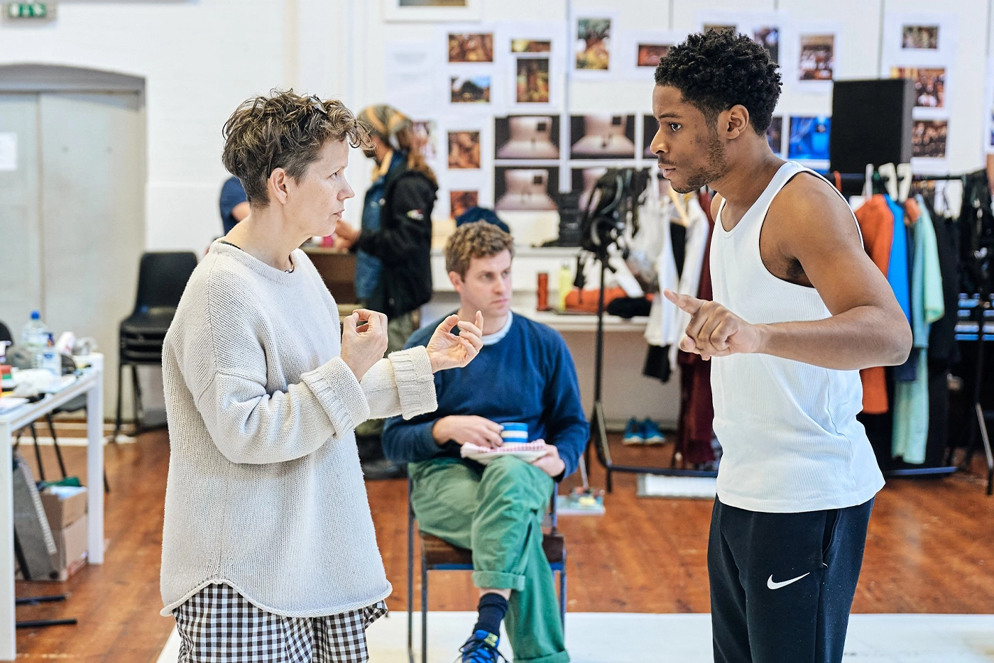 Sally Cookson and Ammar Duffus in rehearsal for A Monster Calls play