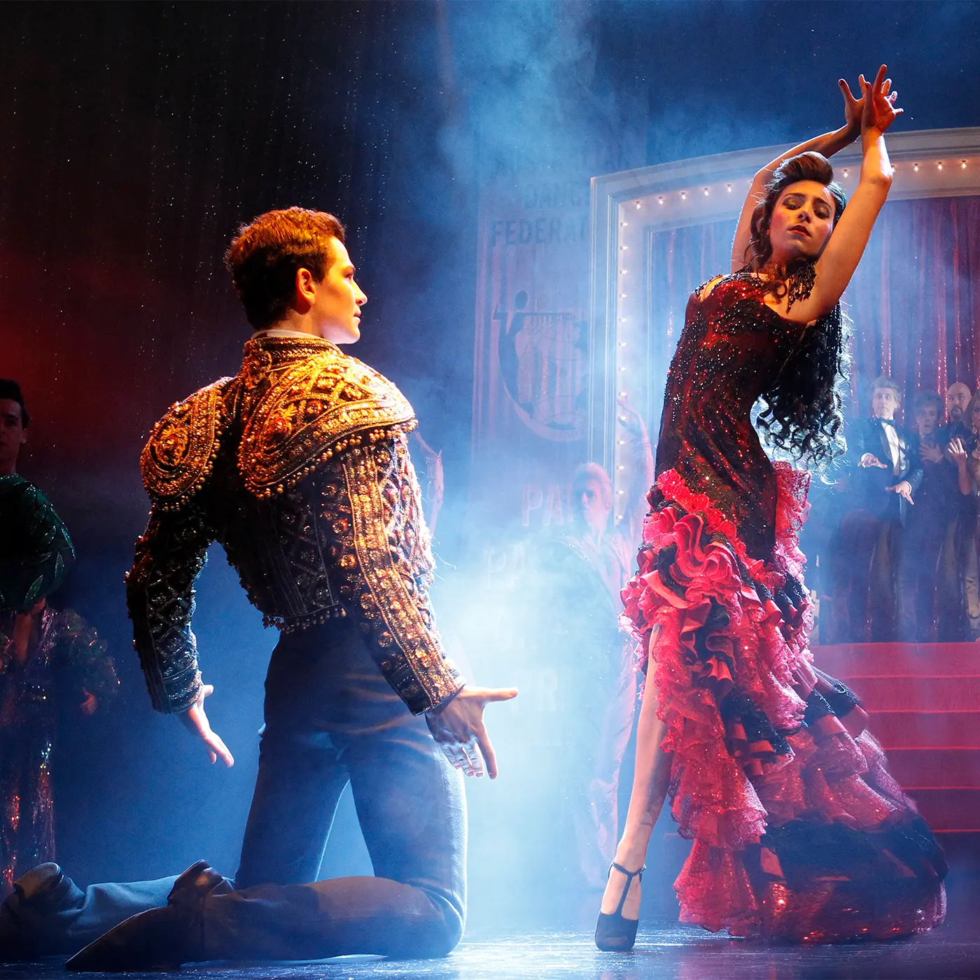 Fran and Scott dancing on stage in the competition.