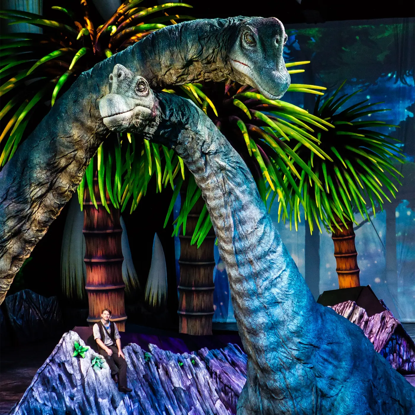 Two Brachysaurus puppets from Walking with Dinosaurs Arena Spectacular