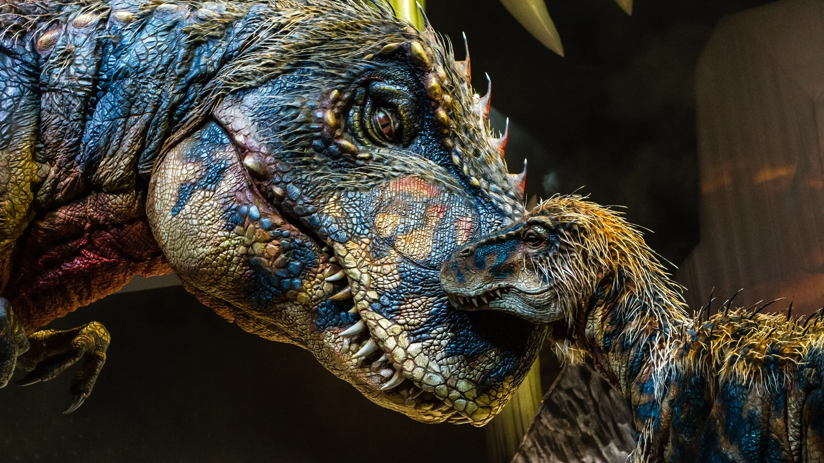 Mother and baby dinosaur puppets from Walking with Dinosaurs Arena Spectacular